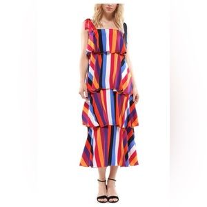 Colorful stripes midi dress.